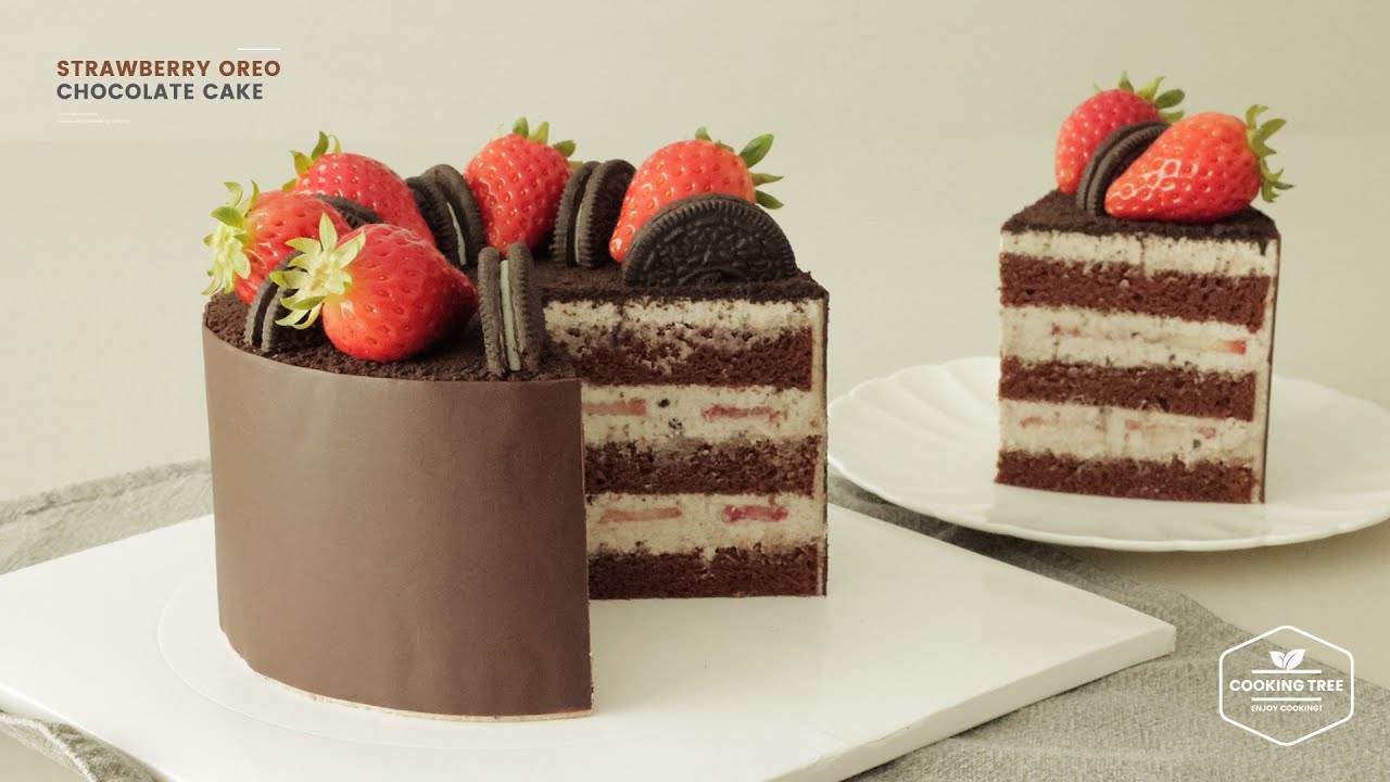 ⁣딸기 오레오 초콜릿 케이크 만들기 : Strawberry Oreo Chocolate Cake Recipe | Cooking tree