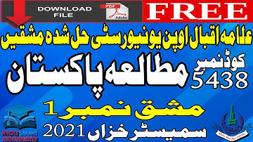 AIOU Solved Assignments | 5438 | PAKISTAN STUDIES | 1 | BA/BS/B.Ed. | Autumn 2021