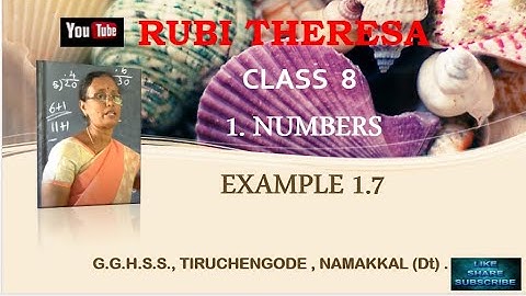 TN Samacheer Kalvi | 8thMaths | NUMBERS  | Example  1.7 | English Medium