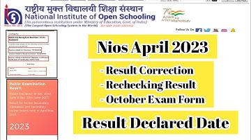 Nios April 2023 Correction Result Rechecking October 2023 Exam | Task Is Helping (NIOS) #nios #exam