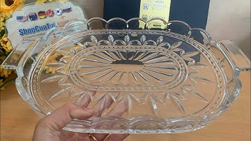 Đĩa pha lê Bohemia Tulip 36,5cm với hoạ tiết xen kẽ nổi bật, đẹp mắt - Sản xuất tại Séc - Shopcuatui