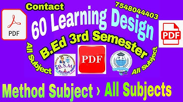 B.Ed 3rd Sem 60 Learning Design & Practicums Pdf