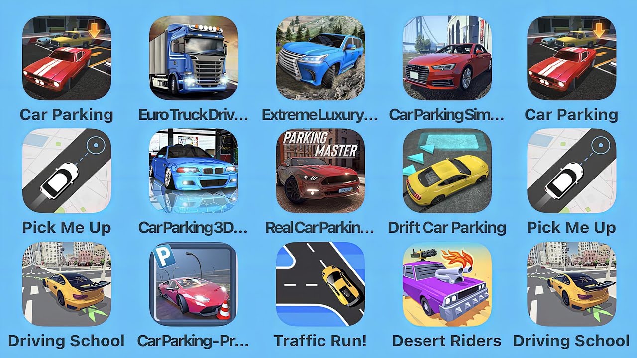 Car Parking, Euro Truck Driver, Extreme Luxury Parking, Car Parkin Simulator, Car Parking 3D