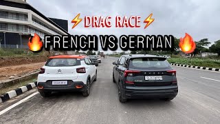 GERMAN की भी हालत TIGHT! DRAG RACE: KUSHAQ VS CITROEN C3🔥