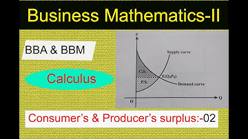 Business math 2 BBA BBM || Consumer and Producer Surplus- BBA & BBM math 2 ||#bbmmathematics
