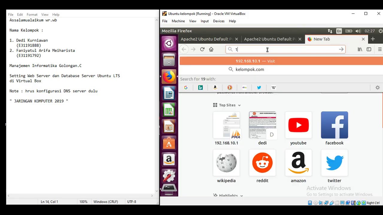 Konfigurasi WEB SERVER & DATABASE SERVER Ubuntu LTS - Virtual Box - YouTube