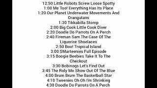 Cbeebies Schedules December 2007