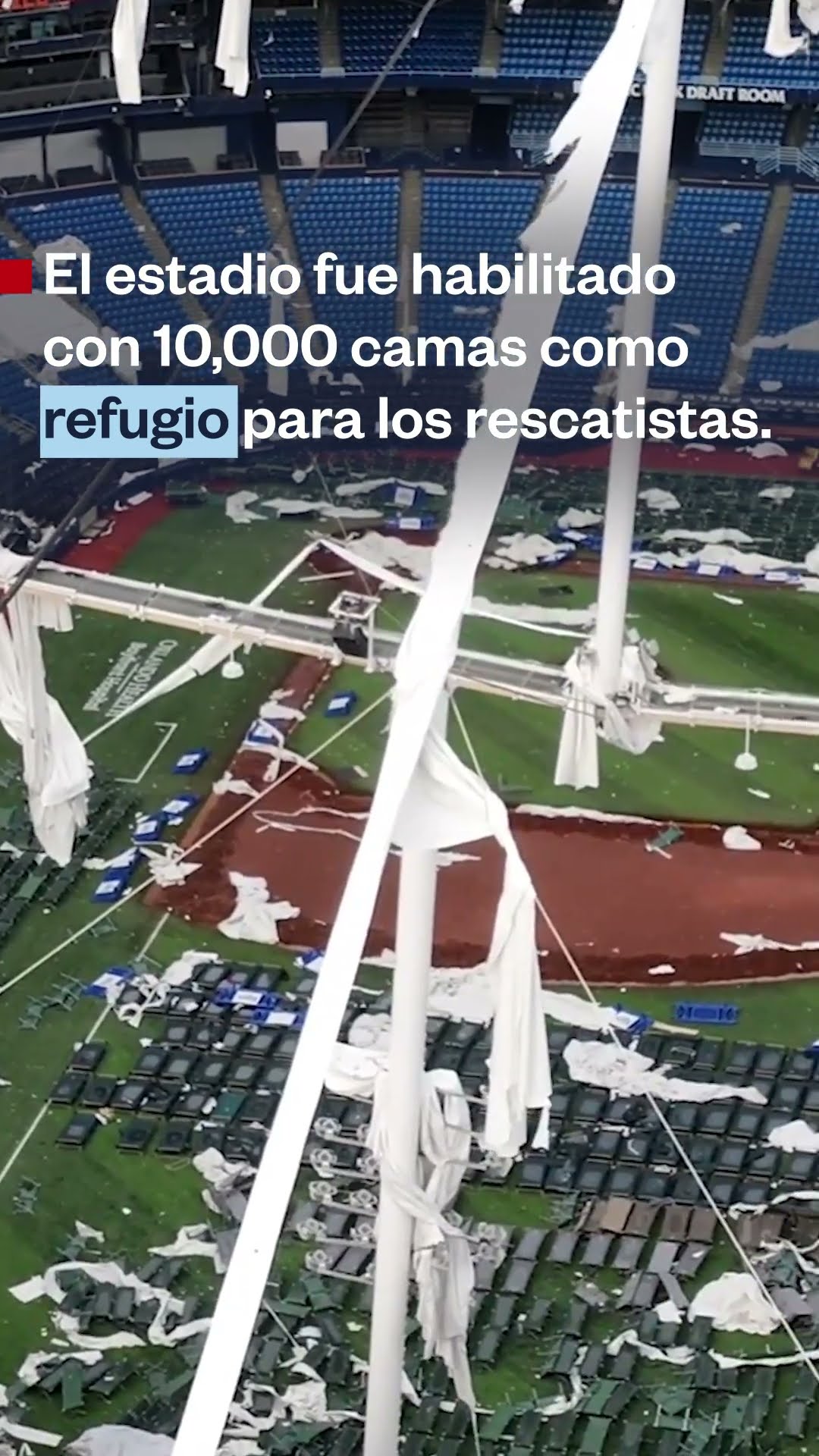 Tropicana Field después de que los fuertes vientos del huracán Milton | Noticias Telemundo