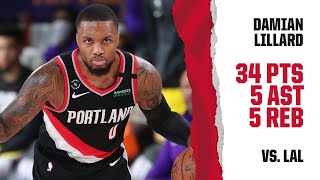 Damian Lillard (34 PTS, 5 AST) Highlights | Trail Blazers vs. Lakers