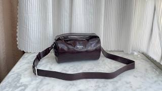 Prada Leather Shoulder Bag Dark Brown Review #bag #review #unboxing