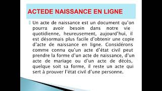 Extrait D Acte De Naissance Etat Civil Officiel