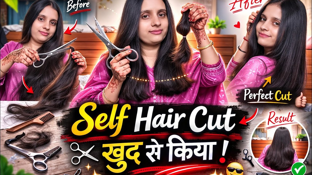 Easy Self Haircut step by step ll Ghar Par Khud Se Baal Kaise Kaate? ll 😲 #haircut #explore 