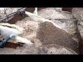Traditional way to wash river sand top view