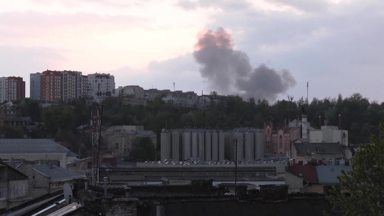 Smoke Rises Over Lviv After Russian Attack