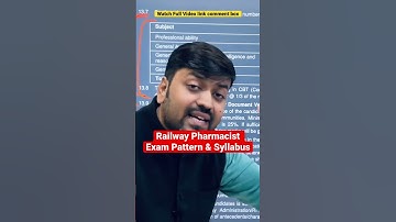 Railway Pharmacist exam pattern & Syllabus #railway #pharmacist