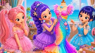 Rumi vs Mira vs Zoey Mermaid Dress Up Challenge!🧜‍♀️👑 Fashion Glow up Contest🏆✨ screenshot 3