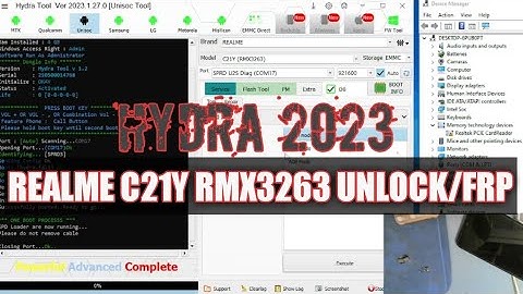 Realme C21Y Rmx3263 SPD Unlock FRP With Hydra 2023 Tool