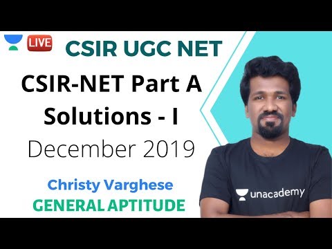 December 2019 CSIR-NET Part A Solutions - I | General Aptitude | CSIR UGC NET | Christy Varghese