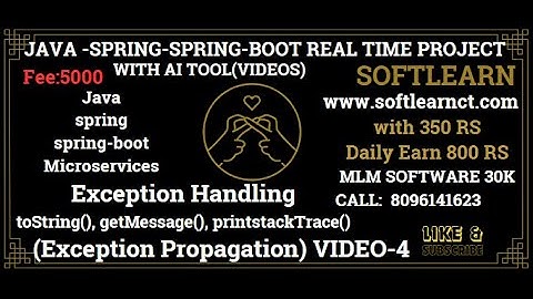 we can learn about toString(), getMessage(), printStackTrace() Exception Propagation practical