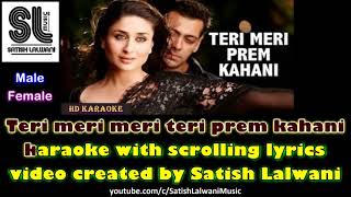 Teri Meri Meri Teri Prem Kahani | clean karaoke with scrolling lyrics Resimi