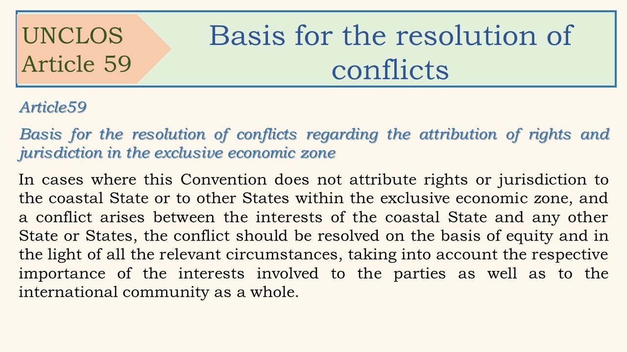 Law of the Sea Convention, Article 59, Basis for the resolution of ...