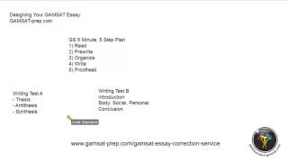 GAMSAT Writing Test B: Designing your GAMSAT essay by GS marking/correction service