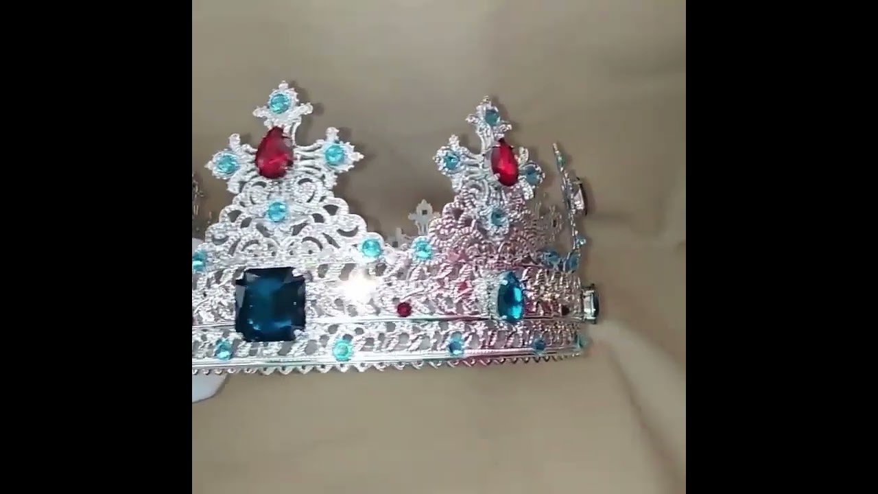 Silver Handmade King Crown with Swiss Blue Topaz Stones Diy