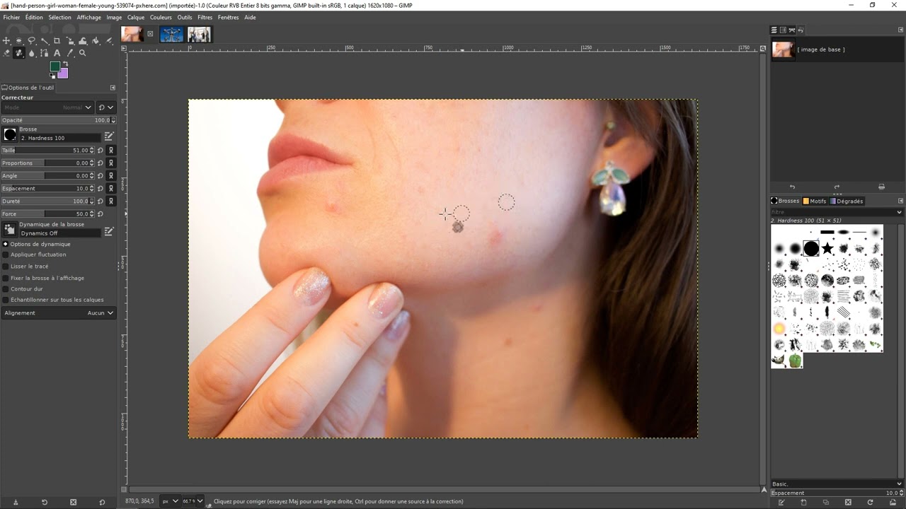 GIMP : Outils correcteur et de clonage | L'outil correcteur
