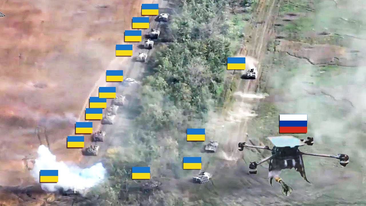 Russian Fpv Drones Brutally Destroyed Ukrainian Tank Convoy with a ...