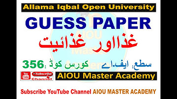 AIOU Code 356 Solved Assignment 1. 2.3.4 of SPRING 2023 || Food & Nutrition