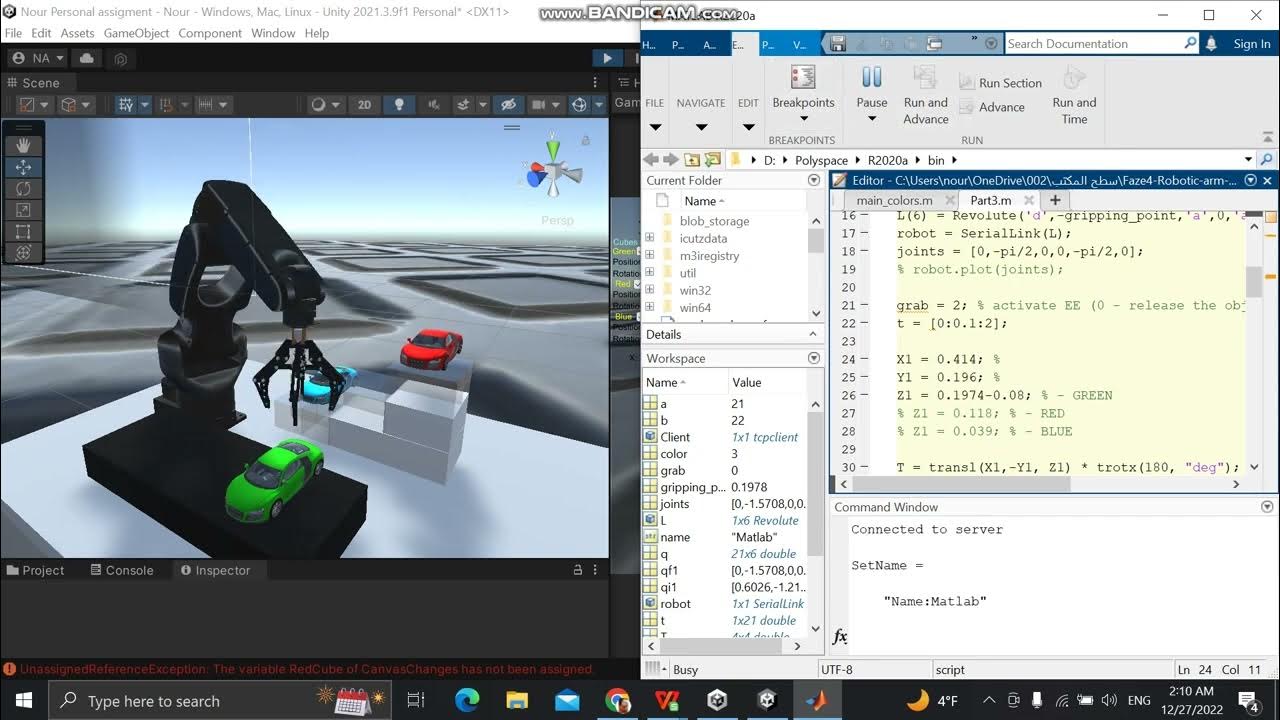 Garage system sort cars by colors using Matlab and unity YouTube