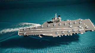 RC Aircraft Carrier with Fighter Jet Landing 😱 Realistic Pool Simulation 4K