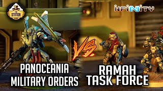 Panoceania Military Orders vs Ramah Task Force | Battlereport | Infinity Wargame