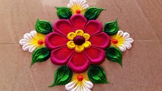 simple rangoli design. small rangoli design.Beautifulrangoli design💜💜attractive rangoli