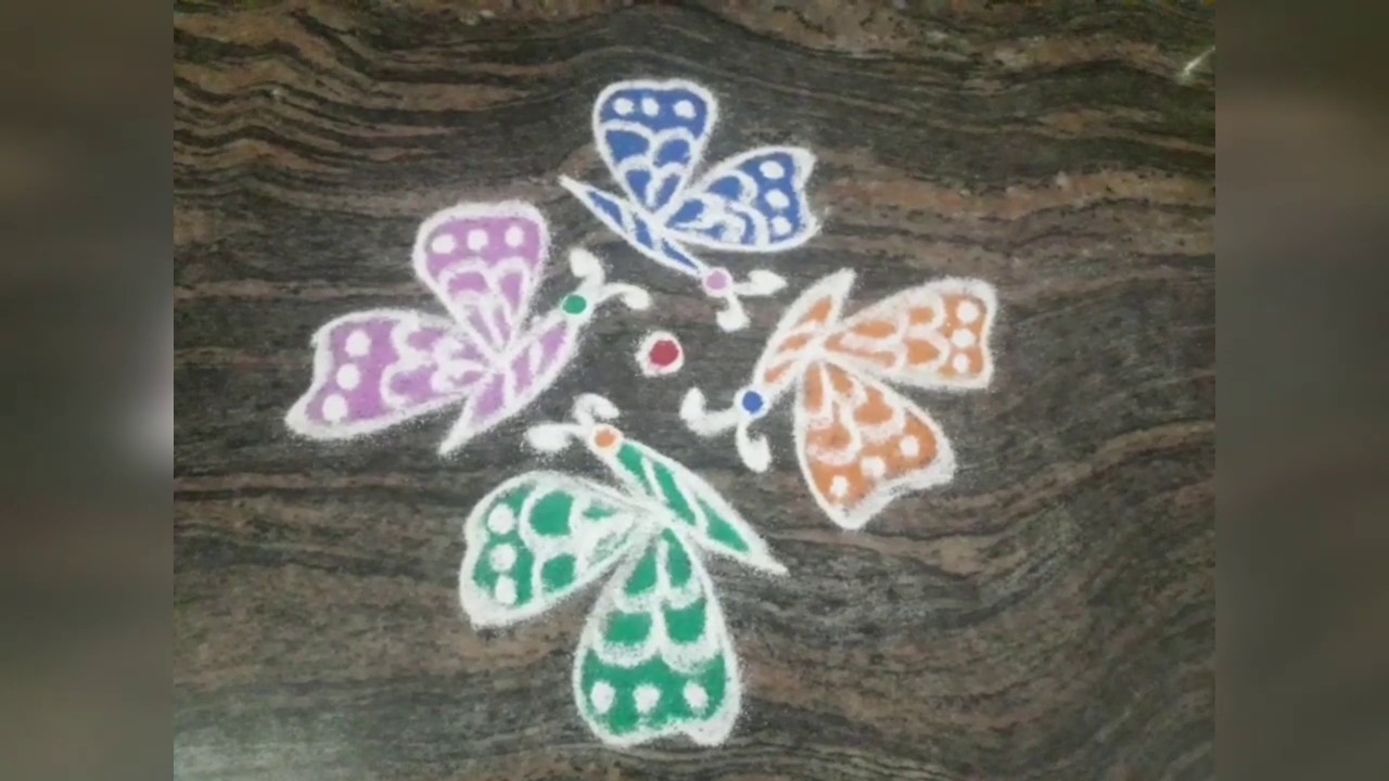 Butterfly Kolam (5*1) straight dots vaigarai vannangal YouTube