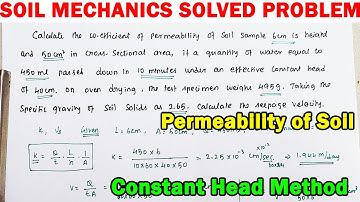 constant head permeability | Numerical on Permeability of Soil| Discharge & Seepage velocity of soil