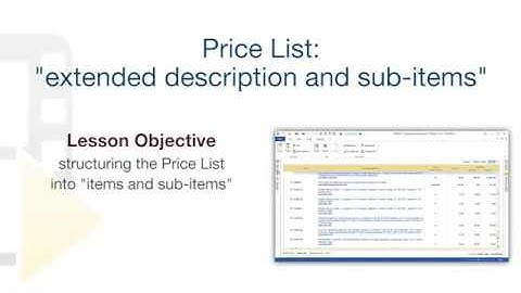 PriMus Tutorial - Price List: "Extended description and Sub-items" - ACCA software