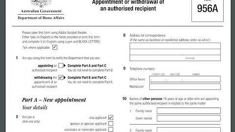 Form 956A Appointment or withdrawal of an authorised recipient for Australia