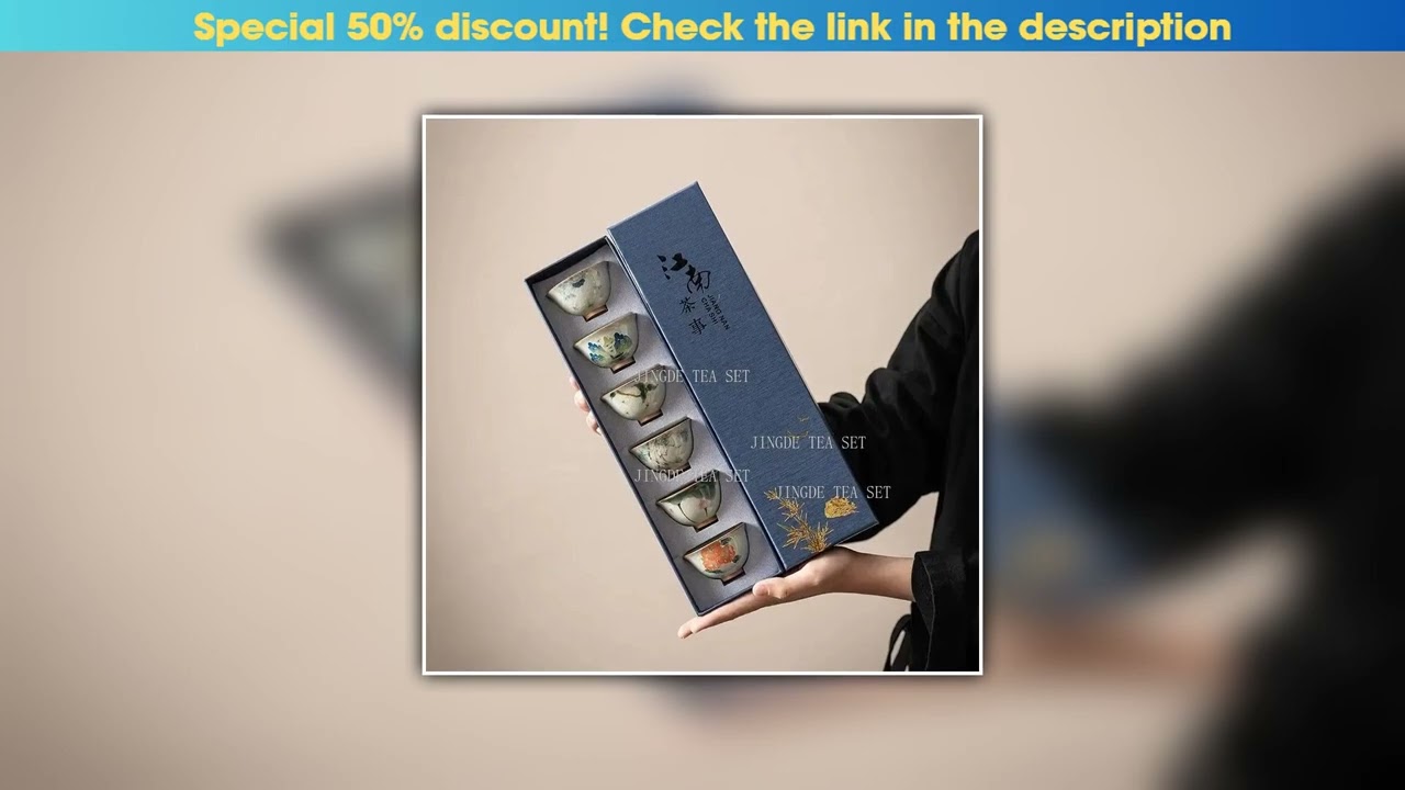 Review 6 Cups and 1 Set of Ge Yao Tea Cups Hand-painted Flowers Kung Fu Tea Sets Ceramic Master Cup