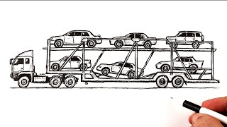 How to draw car carrier Truck