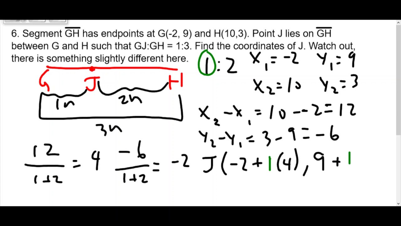 Partitioning a Line Segment HW 6 Review Part 3 YouTube