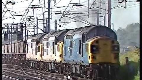 Class 37 thrash - triple headed at Mossend 3/7/89