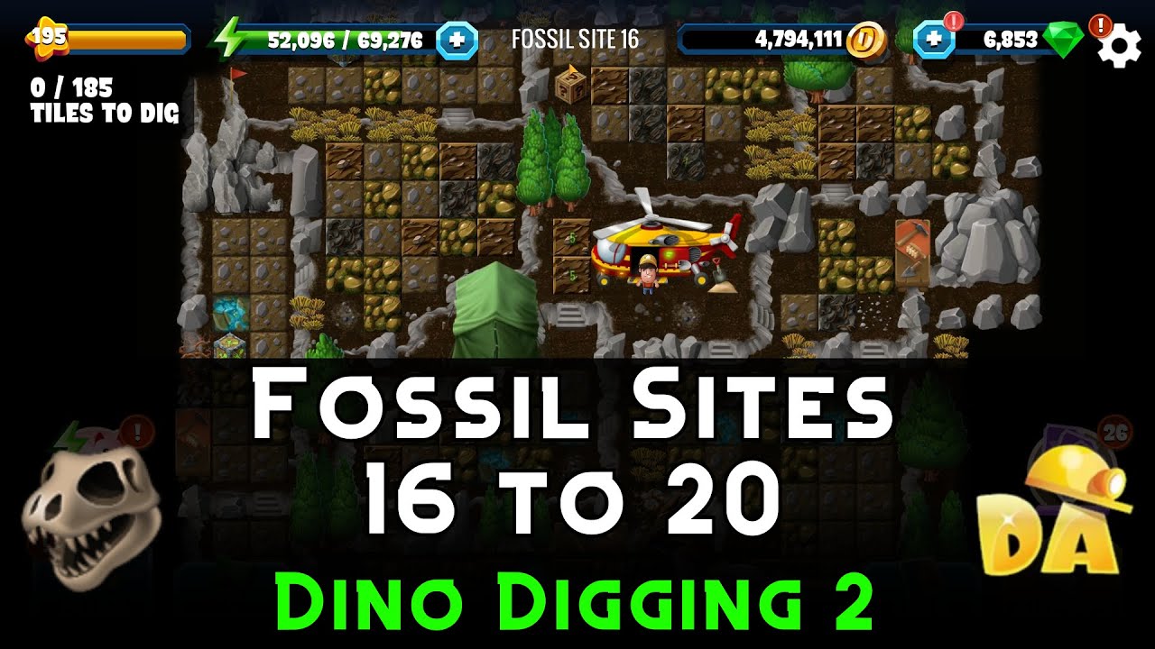 Digging Adventure Fossil Site 16 to 20 | Dino Digging 2 | Diggy's Adventure - YouTube