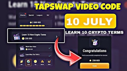 Tapswap 10 July Code || Learn 10 New Crypto Terms || Tapswap Video Code
