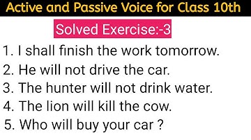 Exercise: 3 Active and Passive Voice for up board class 10th from excellent English grammar guide