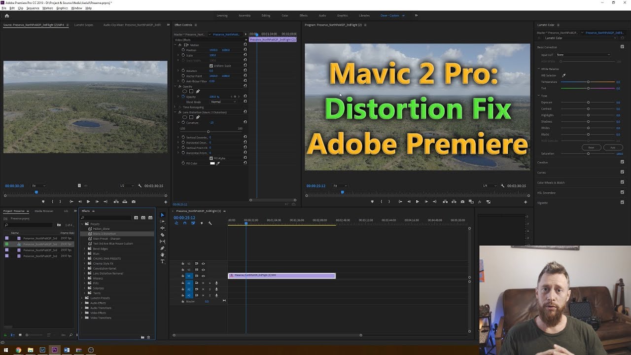 Mavic 2 Pro Distortion Fix with Premiere Pro MP2 Distortion Preset