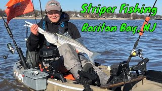 Striper Fishing from the Kayak in Raritan Bay NJ Spring 2024 #kayakfishing #fishing #outdoors #kayak