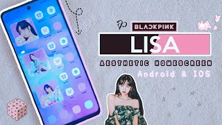 🌿🐨aesthetic phone : Lisa (Blackpink) Homescreen Theme On Android Phone - karlovable 🌸💜 screenshot 1