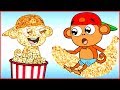 Funny Monkey Family Teaching with Popcorn 😊
