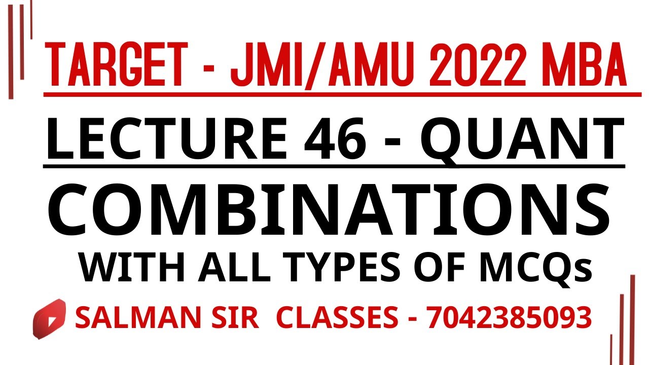 COMBINATIONS ALL CONCEPTS & MCQs JMI MBA 2022 AMU MBA 2022 ALL IN